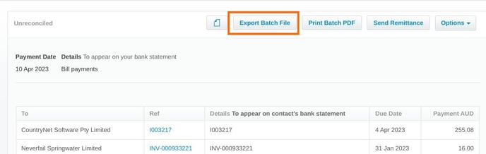 Xero batch payment